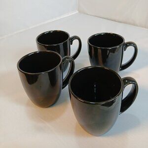 Set of 4 Corning Corelle Black Coffee Mugs – Vintage Stoneware Cups